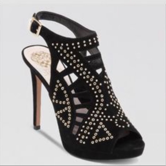 Open toe Suede Black studded bootie - Picture 1 of 5